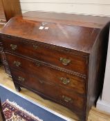 A George III mahogany bureau (altered) W.100cm