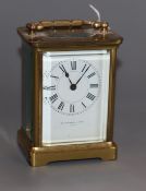 A Collingwood & Son retailed brass carriage timepiece