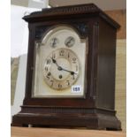 An early 20th century German eight day chiming mantel clock, with key