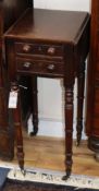 A Regency mahogany drop flap work table W.32cm