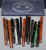 A group of vintage fountain pens to include Swan etc and trade nib collection