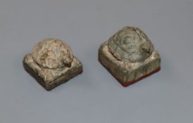 Two Chinese bronze 'tortoise' seals, Han dynasty or later