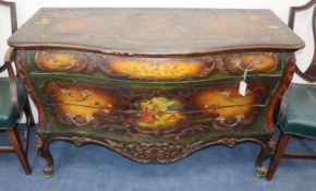 A Vernis Martin style bombe commode W.133cm