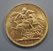 A Victoria 1901 gold full sovereign.