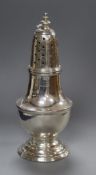 A late Victorian Brittania standard silver sugar caster, London, 1900, 17cm, 4.5 oz.