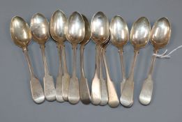 A set of twelve George IV Scottish silver fiddle pattern teaspoons by Mitchell & Russell, Glasgow,