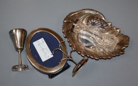 Mixed silver etc. including small photograph frame, Victorian silver pill box, sterling dish and