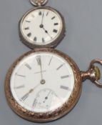 A Waltham gilt open-face pocket watch and a ladys' silver fob watch