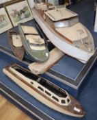 Four scratch built pond yachts longest 144cm