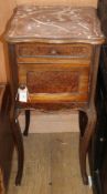 A 19th century French marble topped bedside cabinet W.39cm