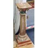 A polychrome wood composite column pedestal H.86cm