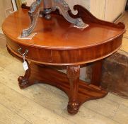 A Victorian mahogany demi lune washstand W.106cm