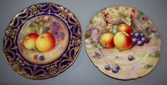 Two Royal Worcester fruit painted cabinet plates diameter 22.5cm