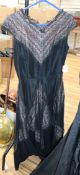 A late 1950's black lace and taffeta evening dress