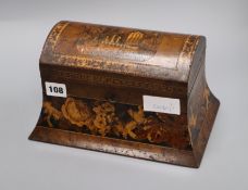 A Victorian Tunbridgeware domed box length 25.5cm