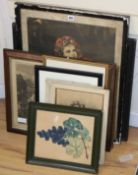 Seven 19th century prints and two watercolours