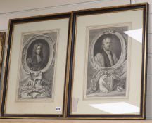 After Kneller, two engravings, Portraits of Archbishop Tillotson of Canterbury and Laurence Hyde,