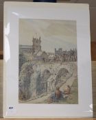 Harry Morley (1881-1943) watercolour, Corfe Castle, 49 x 33cm, unframed