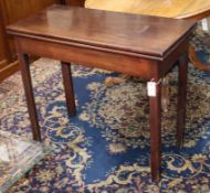 Two George III rectangular mahogany folding tea tables Larger W.86cm