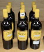 Nine bottles of Chateau Dauzac, Margaux, 2013.