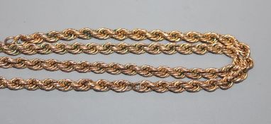 A 9ct gold ropetwist necklace, 47cm.