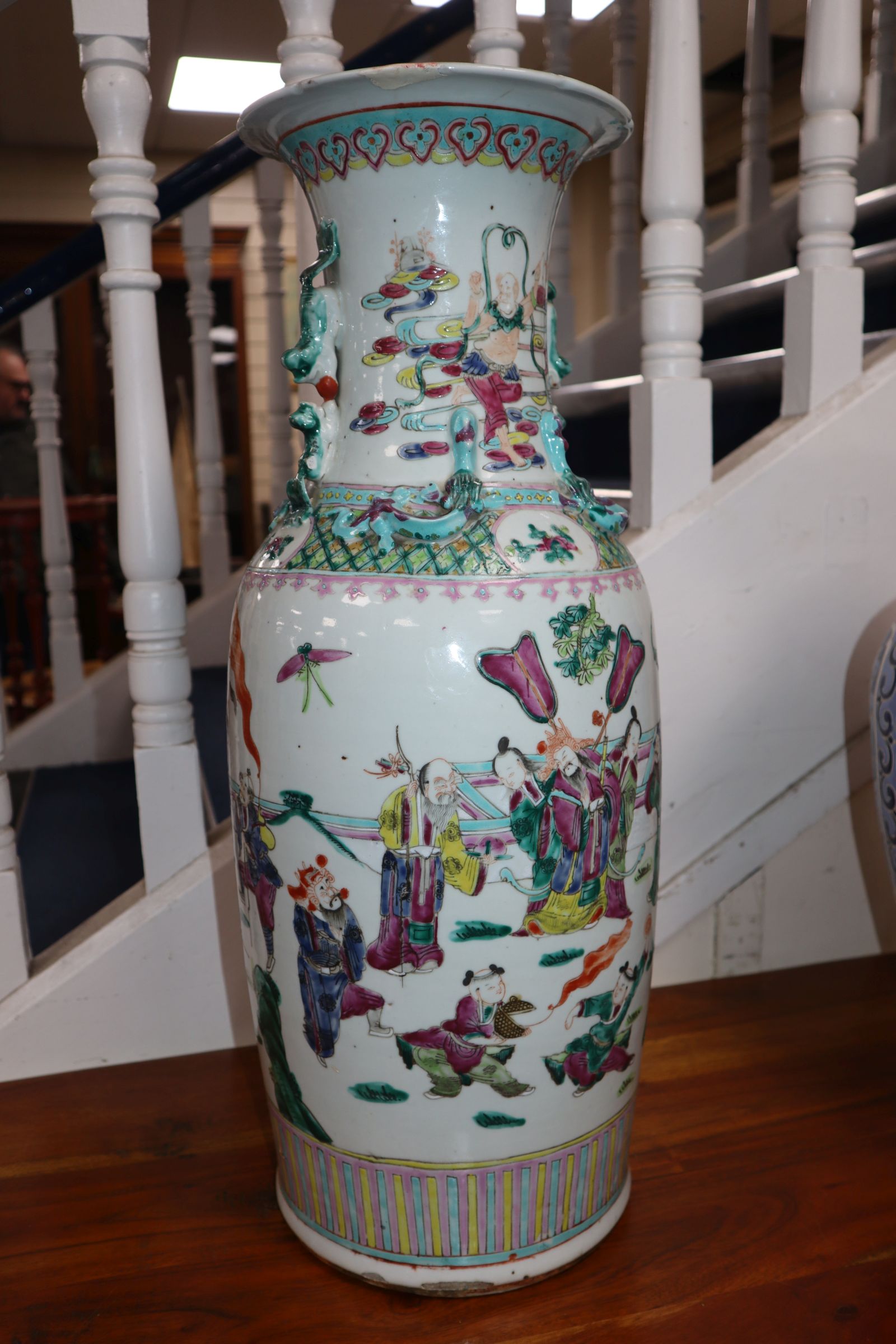 A Chinese famille rose vase and a later Chinese vase tallest 61cm - Image 5 of 9