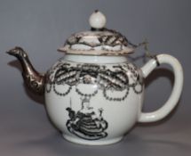 An 18th century Chinese export Queen Juno porcelain teapot height 15cm