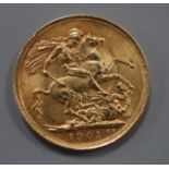 A Victorian 1901 gold full sovereign.