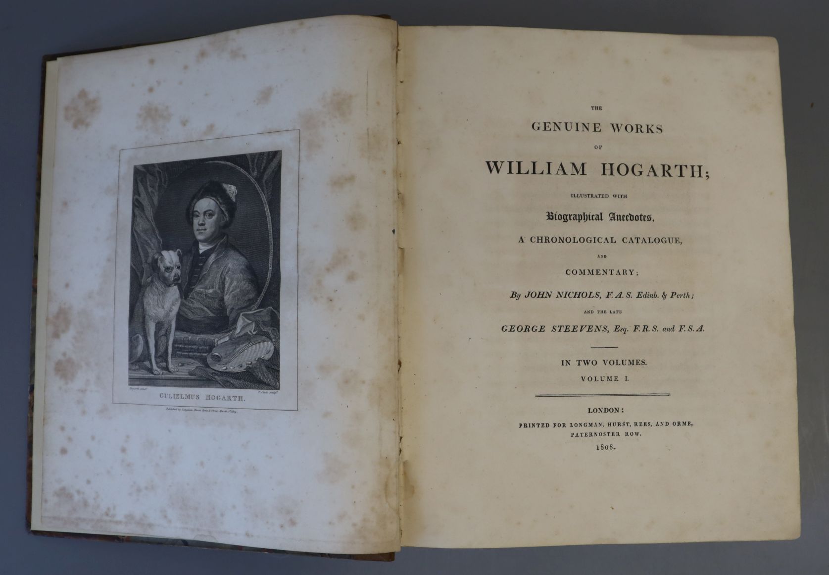 Hogarth, William - Works. "Genuine Works", 2 vols, qto, half calf, with frontis portrait, scuffed,