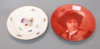 A Minton outside decorated circular dish and a Copenhagen plate largest diameter 25cm