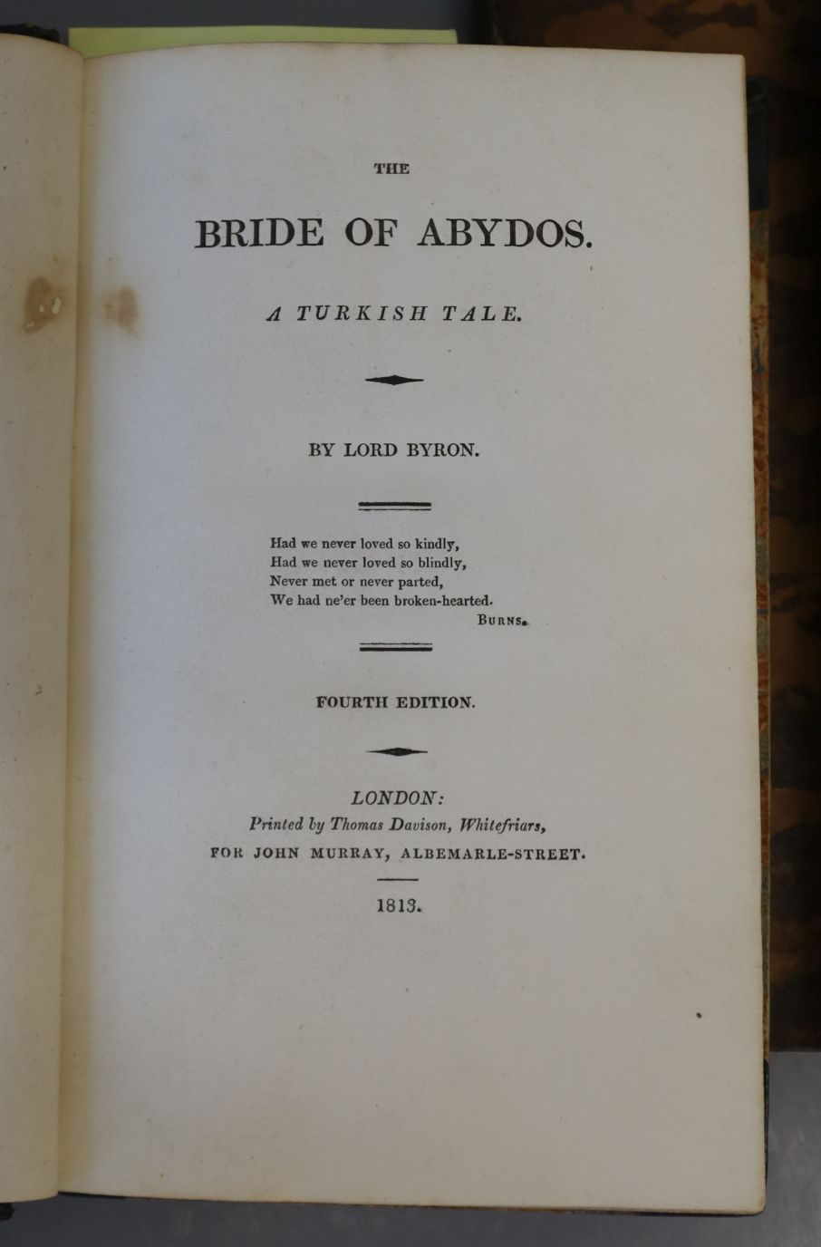 BYRON - 4 works: Byron, George Gordon Noel, Lord - The Bridge of Abydos, 4th edition, 8vo, half - Image 2 of 2