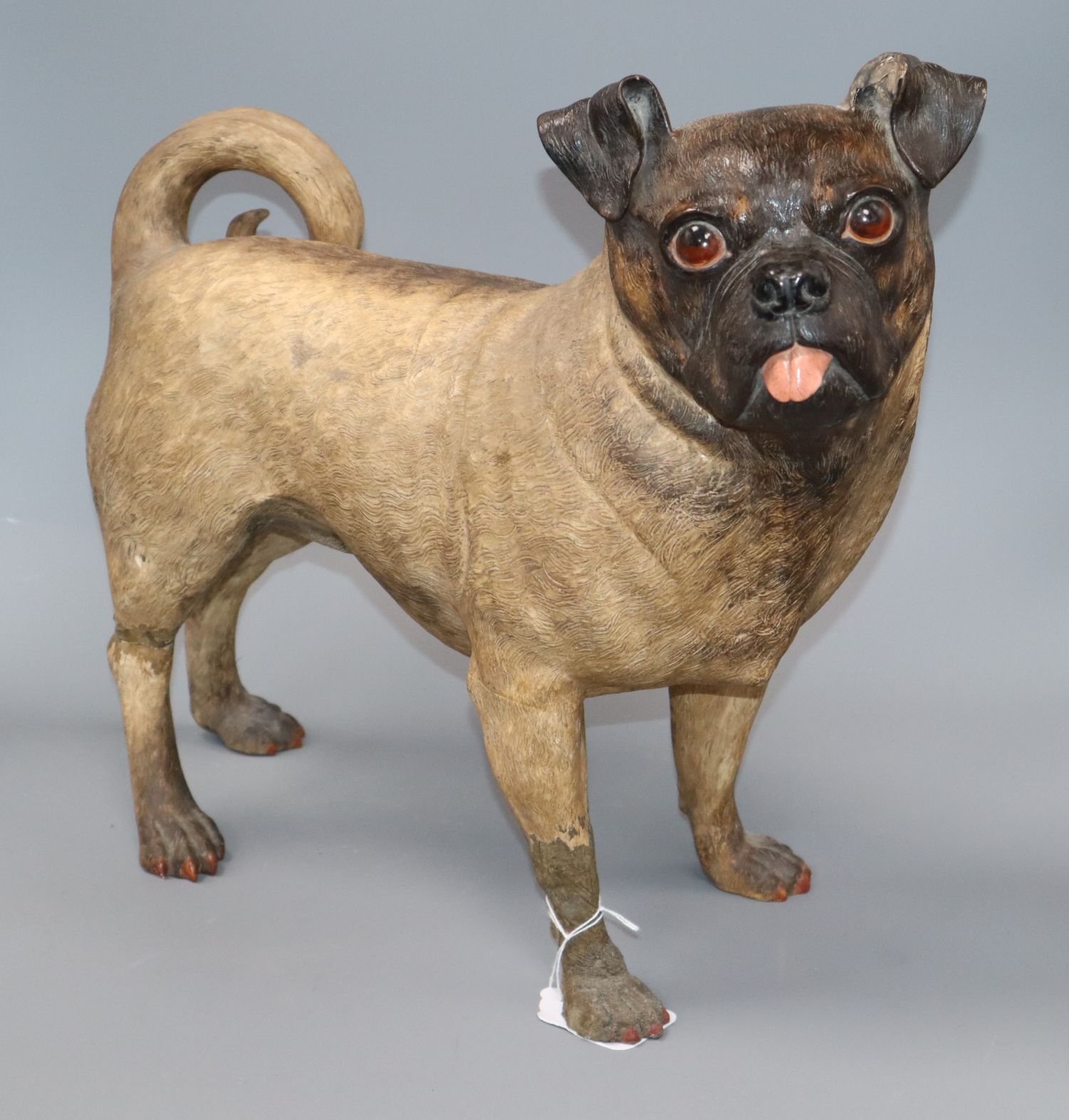A Royal Worcester terracotta model of a Pug by Evans height 37cm