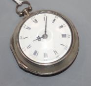 George Richardson, London, a George III silver pair-cased key-wind pocket watch.