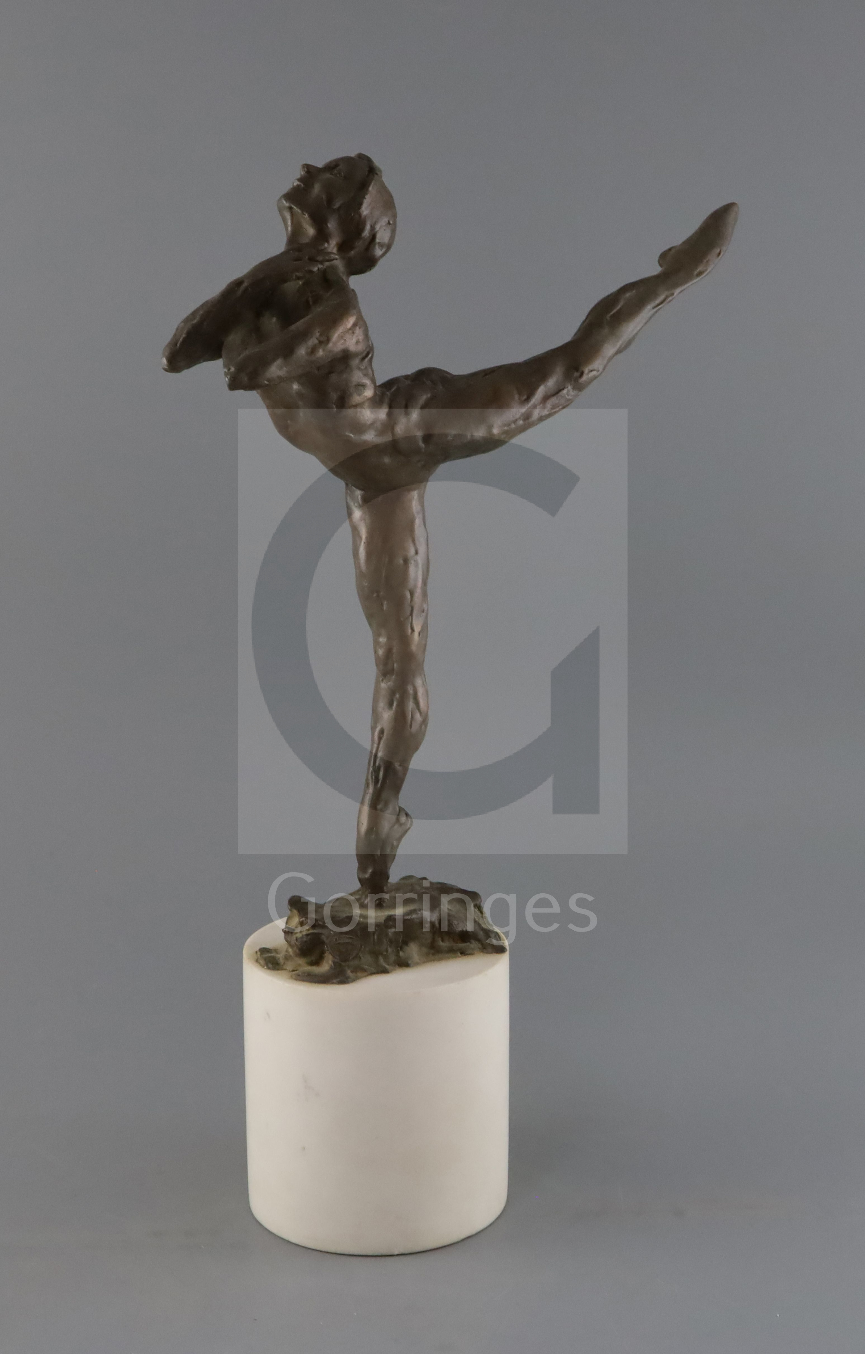 § Enzo Plazotta (1921-1981). A bronze model of Nadia Nerina, with extended foot, foundry stamp on