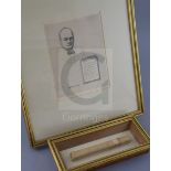 Sir Winston Churchill: A cigar by J Cuerta in bespoke box frame with etched portrait by Wilfred