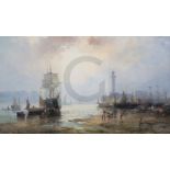 William Thornley (1857-1935)oil on canvasHarbour at low tide, possibly Whitbysigned12 x 20in.