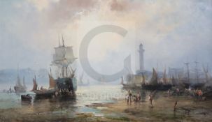 William Thornley (1857-1935)oil on canvasHarbour at low tide, possibly Whitbysigned12 x 20in.