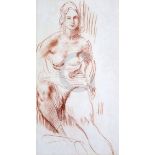 § Augustus John (1878-1961)sanguine chalk on paper'Seated Nude' Lefevre Gallery label verso,