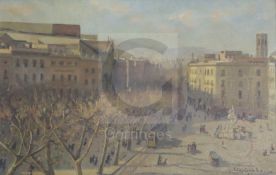 Joaquin Farjas y Companysoil on canvasView of Barcelonasigned and dated '4213 x 19.5in.