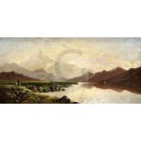 Charles Leslie (1835-1890)pair of oils on canvas'Snowdon from Capel Curig' & 'Sunset over the