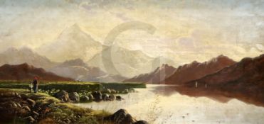 Charles Leslie (1835-1890)pair of oils on canvas'Snowdon from Capel Curig' & 'Sunset over the