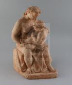 Attributed to Karin Jonzen (1914-1998) a terracotta group of a mother and child, monogrammed,