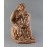 Attributed to Karin Jonzen (1914-1998) a terracotta group of a mother and child, monogrammed,