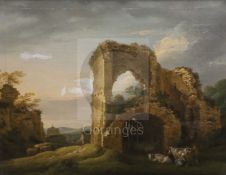 Micheal Angelo Rooker (1743-1801)pair of oils on canvas'Part of Pevensey Castle' and 'Strand Gate,