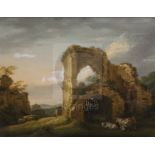 Micheal Angelo Rooker (1743-1801)pair of oils on canvas'Part of Pevensey Castle' and 'Strand Gate,