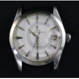 A gentleman's 1960's stainless steel Tudor Prince-Oysterdate 34 self winding wrist watch, with baton