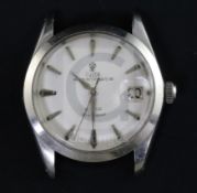 A gentleman's 1960's stainless steel Tudor Prince-Oysterdate 34 self winding wrist watch, with baton