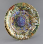 A Wedgwood Fairyland Lustre 'Fairy Gondola' pattern Lily Tray, c.1925, designed by Daisy Makeig-