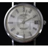 A gentleman's 1960's? 14k white gold and diamond set Longines Admiral automatic wrist watch, with