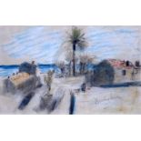 Hercules Brabazon Brabazon (1821-1906)pastel and pencil'Bordighera' inscribed, Exhibited Chris